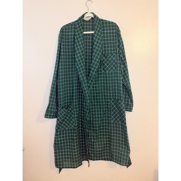 Mint Vintage 60s JCPenney Mens Towncraft Rockabilly Green Plaid Robe Large - Picture 1 of 5